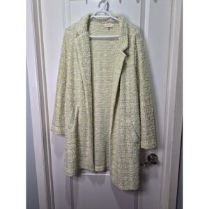 Melloday Yellow Grey Tweed Longline Open Front Jacket Cardigan XL CKJ181784-BM